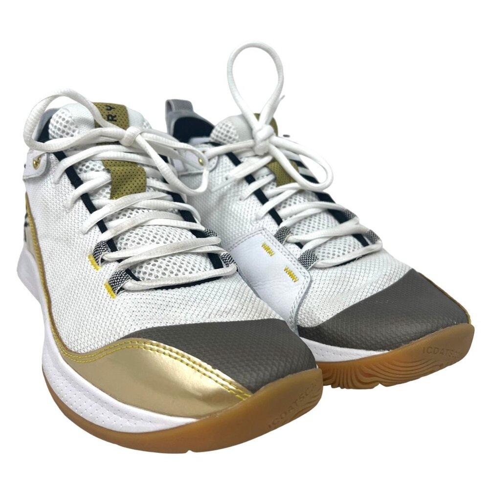 Under Armour Steph Curry 3Z5 NM Athletic Basketball Shoes White/Gold/Navy Sz 8.5